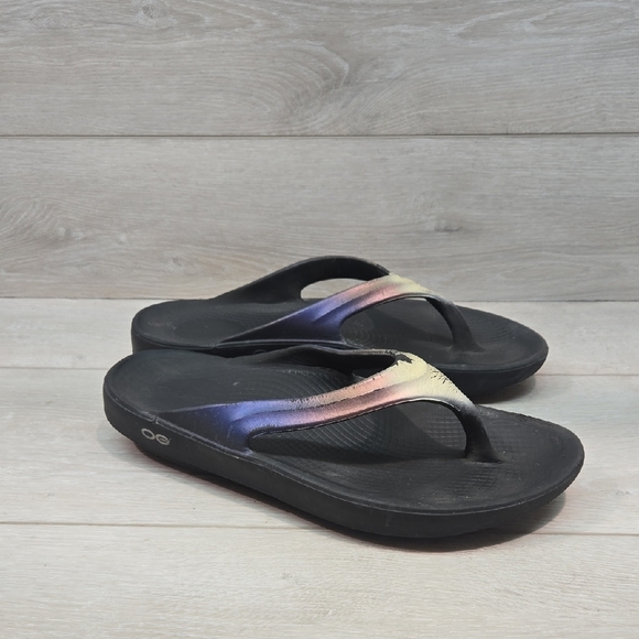 OOFOS Women's Oolala Thong Comfort Multicolor Sandals Shoes Sz 9 - Picture 1 of 13